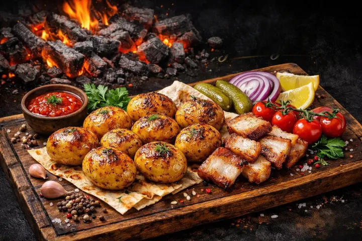 Картошка черри с салом